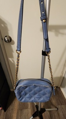 Tory Burch Soft Fleming Bluewood/Pancake Leather Camera Bag/Crossbody Bag