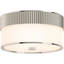 KOHLER Tresdoux 16-in 3-Light Polished Nickel Flush Mount Ceiling Light