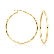 Ross-Simons Italian 2mm 14kt Yellow Gold Hoop Earrings. 1 5/8 inches