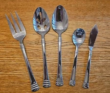 5 pc Hostess Serving Set Cambridge stainless china" glossy steel CODIE