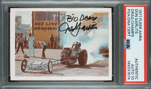 1971 Fleer AHRA Don Garlits Signed Rookie Card Autograph W/Big Daddy PSA 10 Auto