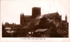 Postcard St Albans Abbey from North West (33) RPPC Lilywhites Kingsbury Series