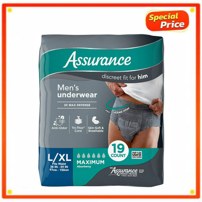 Assurance Mens Incontinence Underwear L XL Maximum Absorbency 19 Count Pants New