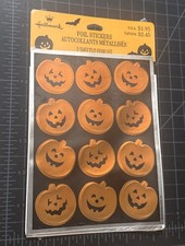 Vintage Hallmark Stickers Halloween Foil Jack-o'-lantern Pumpkin 2 Sheets Pack