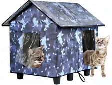 Elevated Insulated Outdoor Cat House Weatherproof - 20"x19"x17" Waterproof PV...