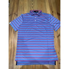 RLX Ralph Lauren Mens Golf Polo Shirt Blue Pink Striped Wicking Size S NEW
