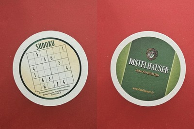 Distelhäuser Immer eine frische Idee Sudoku Brauerei Bierdeckel Bier