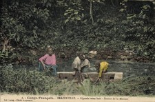 Postal Brazzaville Congo Francés, Tres Personas en el Agua, Congo... - 4930743