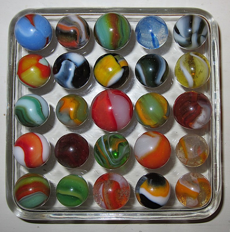 25 Vintage Peltier Marbles!!  Bloody, Clear Rainbos, and More! Pretty Colors!!