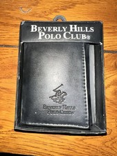 Portafoglio Beverly Hills Polo Club Trifold in pelle nera nuovo
