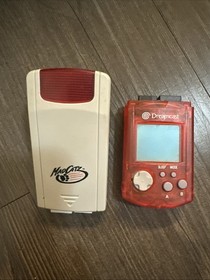sega dreamcast Lot Red vmu memory card, Controller & Rumble Pack Untested