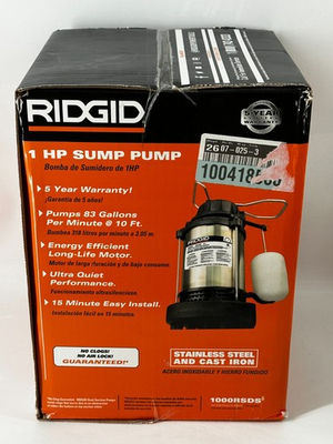 #ad RIDGID 1000RSDS 1 HP Stainless Steel Dual Suction Sump Pump $180.49