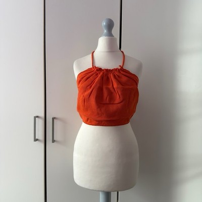 Free People Calla Convertible Top Gr. M Neckholder Open Back Crop Papaya