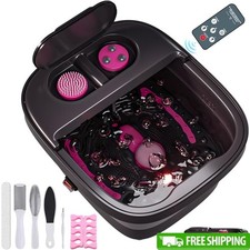 Remote Control Foot Spa Massager Heated Bubbles Collapsible W/ 3 Attachments New