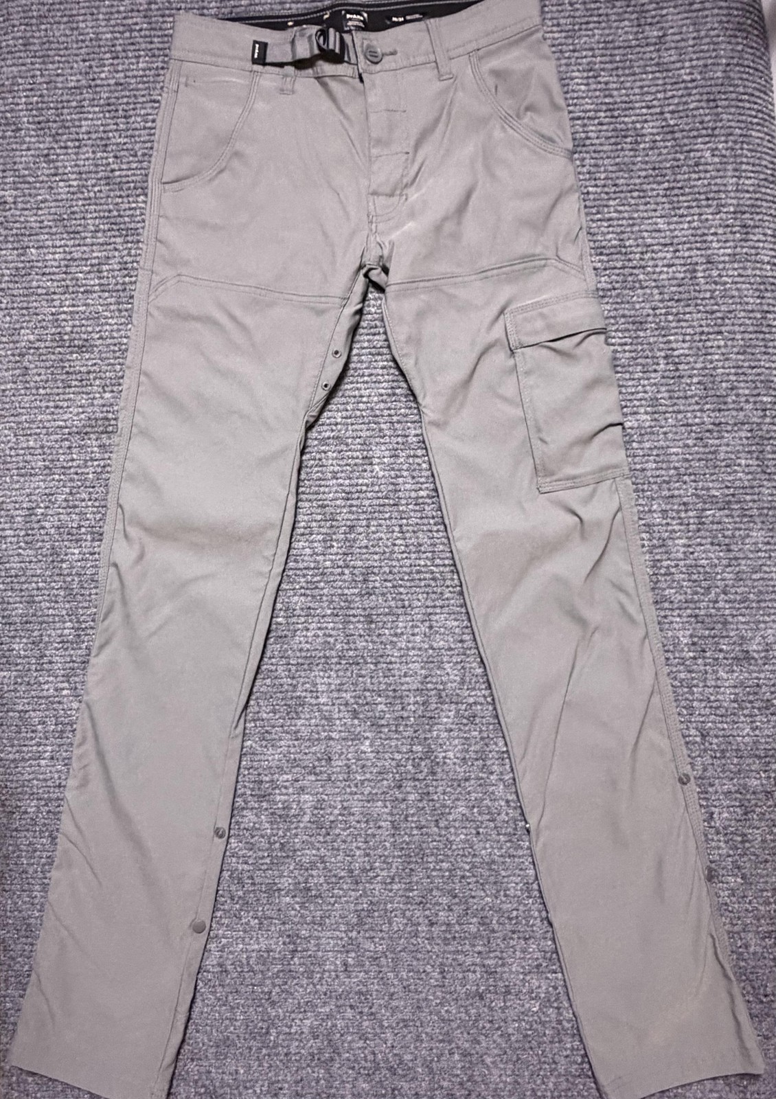 Prana Pants Mens 28x33 Zion II Slim Stretch Hiking Climbing Stretch Belted Gray