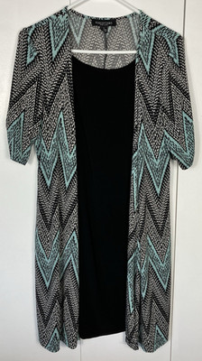 Perceptions Layered Overlay Rouched Sleeves Dress Multi color Size L