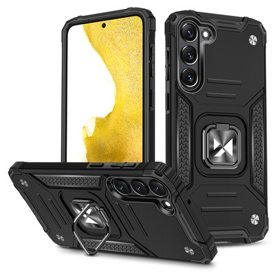 Gepanzerte Hülle für Samsung Galaxy S23+ Magnethalterung Ring Armor schwarz