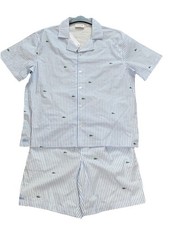 Lacoste Stripe Crocodile Embroidered Pajamas Set Blue Men  s Size M NWT
