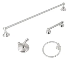 Brushed Nickel Bathroom Hardware 4 Piece Towel Rack Set Adjustable Expandable...