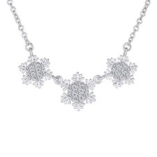 Winter Ice Blue Cubic Zirconia Snowflake Pendant Necklace in Sterling Silver