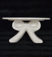 White Bow Base Cake Stand Pedestal 11x6 Ceramic Holidays Party Wedding Baby GLAM