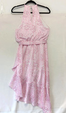 Express Dress Women L Pink Dot Asymmetrical Midi Sleeveless Fairycore