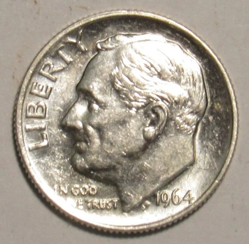 1964 D ROOSEVELT DIME, 90% Silver uncirculated