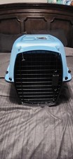 Blue Hard-Sided Plastic Cat Pet Carrier with Wire Door and Top Handle