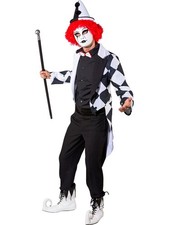Pierrot Jacke Herren schwarz weiß Kostüm Clown Fasching Karneval Frack