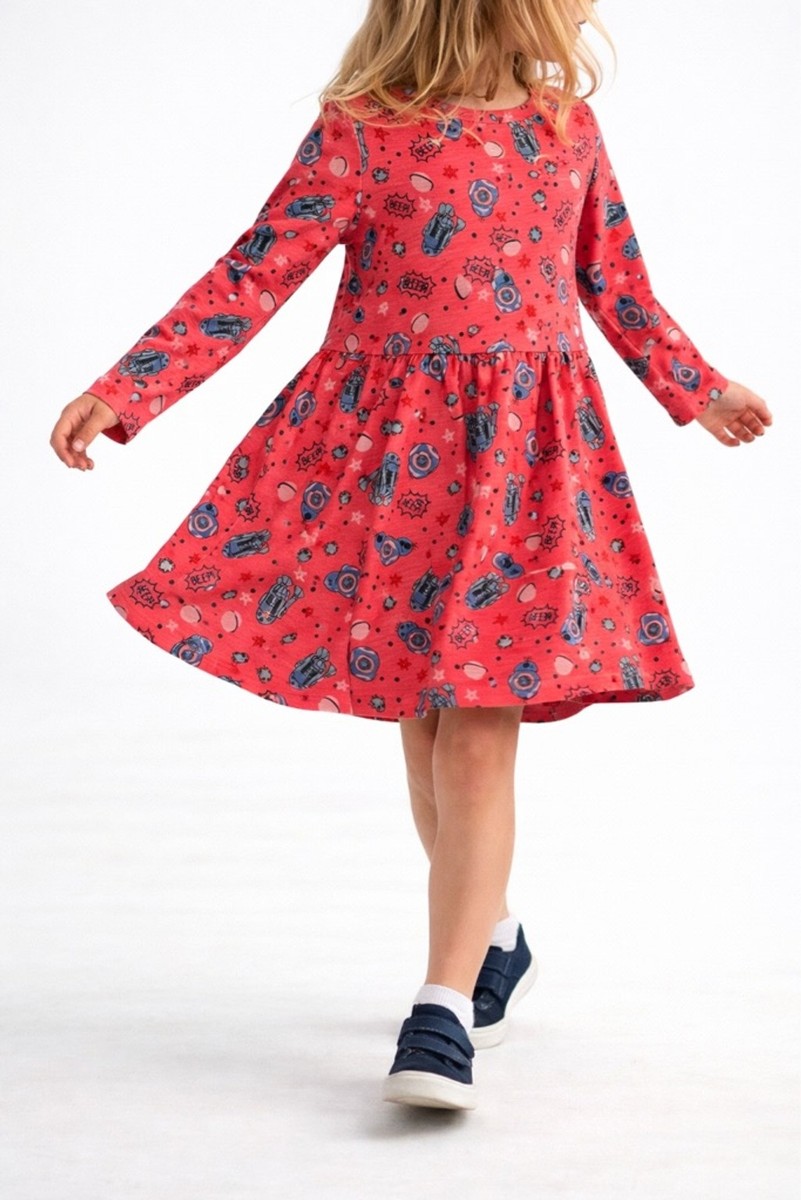 Star Wars Toddler Girl Dress 5T Pink Droid Print Long Sleeve Skater Dress Star Wars Toddler Girl Dress 5T Pink Droid Print Long Sleeve Skater Dress