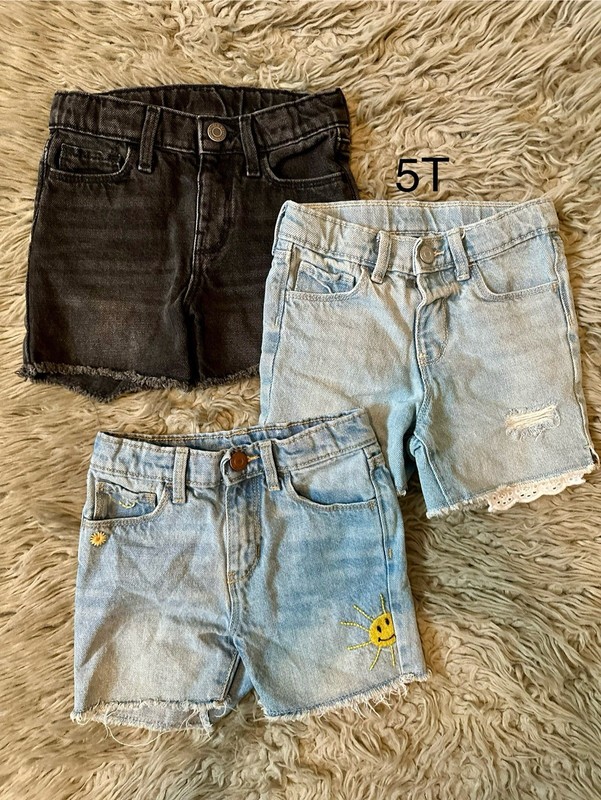 Old Navy Girl Bundle Cutoff Summer Denim Shorts Blue & Black Wash Lot 5T
