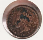 US Rare Old West 1907 Indian Head Penny Coin American Collection Shield Cent USA
