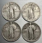 Lot of 4 Standing Liberty Quarters VF-XF 1918, 1920, 1924x2