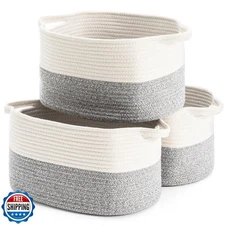 DUHEL Cotton Rope Woven Storage Basket, Used for Baby Hamper Toy Organizer, G