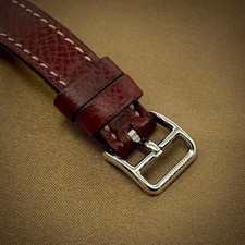 Hermes Cape Cod Deux Zones CC3.210 Quartz Watch Silver Dial Wine Red Strap 15