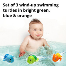 Floating Wind-Up Turtle Bath Toy Set for Toddlers 1-3 - Engaging Bathtub Fun 