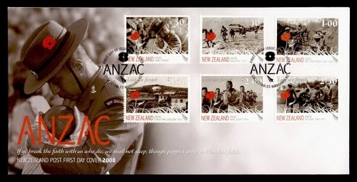 DR WHO 2008 NEW ZEALAND FDC ANZAC ANIV COMBO $2.50 R38977