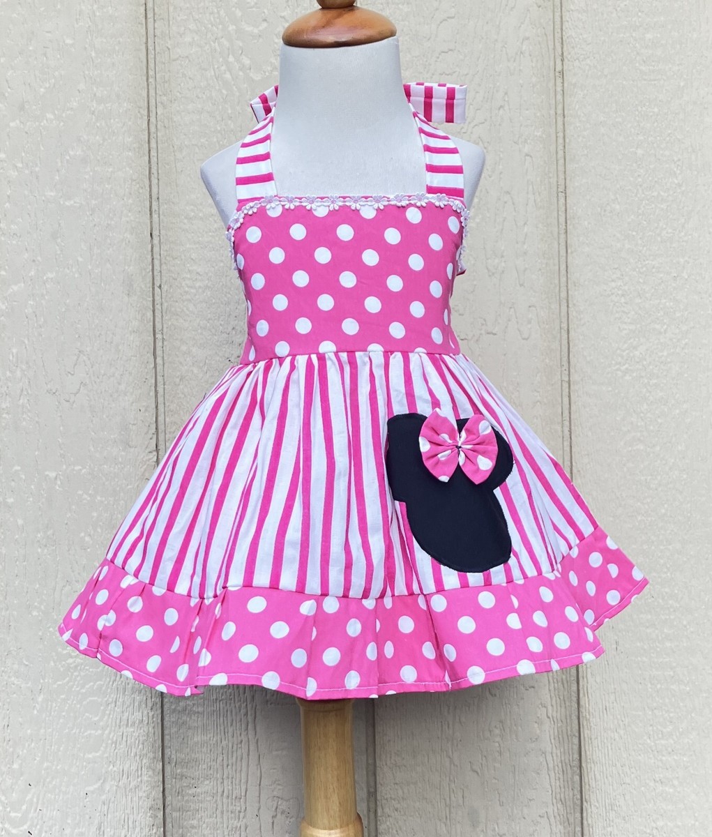 minnie mouse bodycon dress Girls Hot Pink Polka Dot And Stripes Summer Halter licensed adult athletic sleeveless