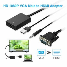 VGA To HDMI Converter 1080P HD Adapter With Audio Cable For HDTV PC Laptop TV
