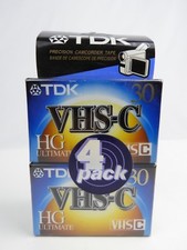 New Sealed 4-Pack TDK VHS-C 30 minute Cassette Tapes fro Camcorder