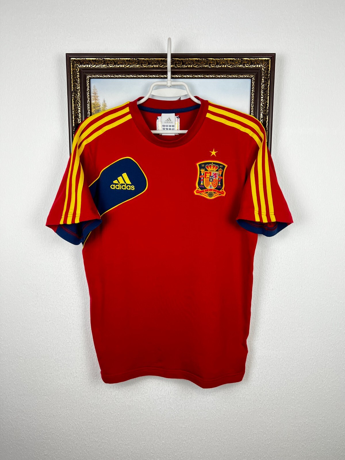Vintage Adidas Spain Football Shirt Soccer Tee Jersey Mens National Team Size S