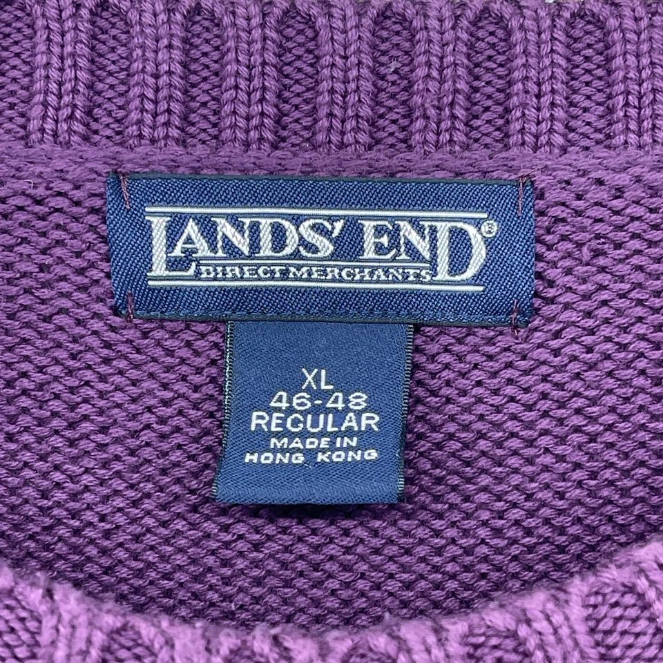 Suéter LANDS END Para Hombres XL 46-48 Cuello Redondo Pullover De Colección Años 90 Algodón Púrpura Foto 4 de 4