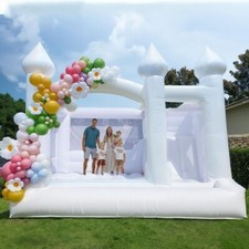 13FT Giant White Bounce House Castle PVC Slide Ball Pit for Kids Party  Blower