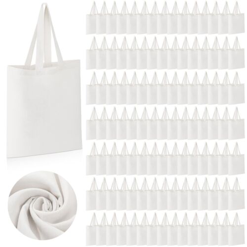 120 Pcs Cotton Tote Bag Bulk 13 x 15 Inch Blank Shopping Cloth Bag (White) - Picture 1 of 5