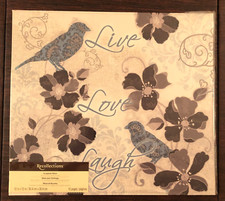 Recollections 12x12 Scrapbook Album LIVE LOVE LAUGH Birds Flowers Blue Brown Tan