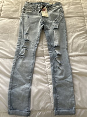 Gogo Star Girls Regular Rise Skinny Jeans Distressed Light Wash Size 14 NWT