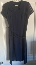 Vintage Rutland Creation Dress Navy Belt US Pat. Office Semi Sheer 42  L Medium