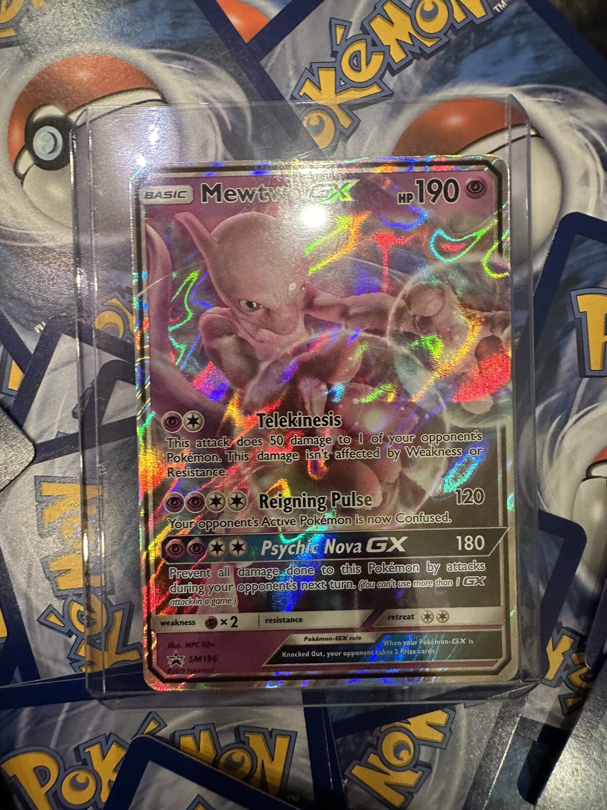 Pokemon Card 2019 Mewtu / Mewtwo GX Holo Blackstar Promo SM196 ENG NM