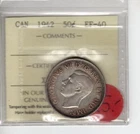 1942 Canada 50 Cent King George VI Silver Coin EF-40 ICCS Graded