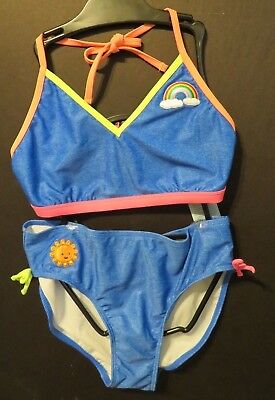 TODDLER GIRL HEART PEACE SIGN Turquoise Green bathing swim suit NWT 24m